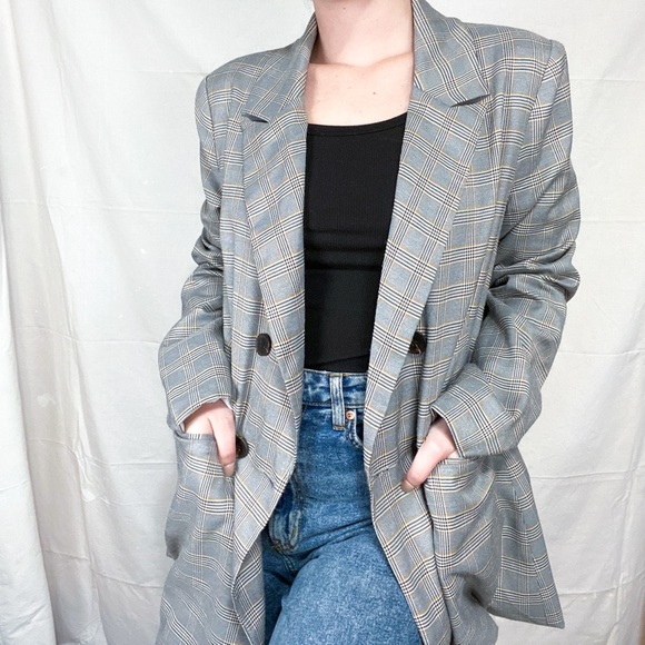 Jackets & Blazers - BLACK, WHITE & YELLOW STRIPED OVERSIZED BLAZER